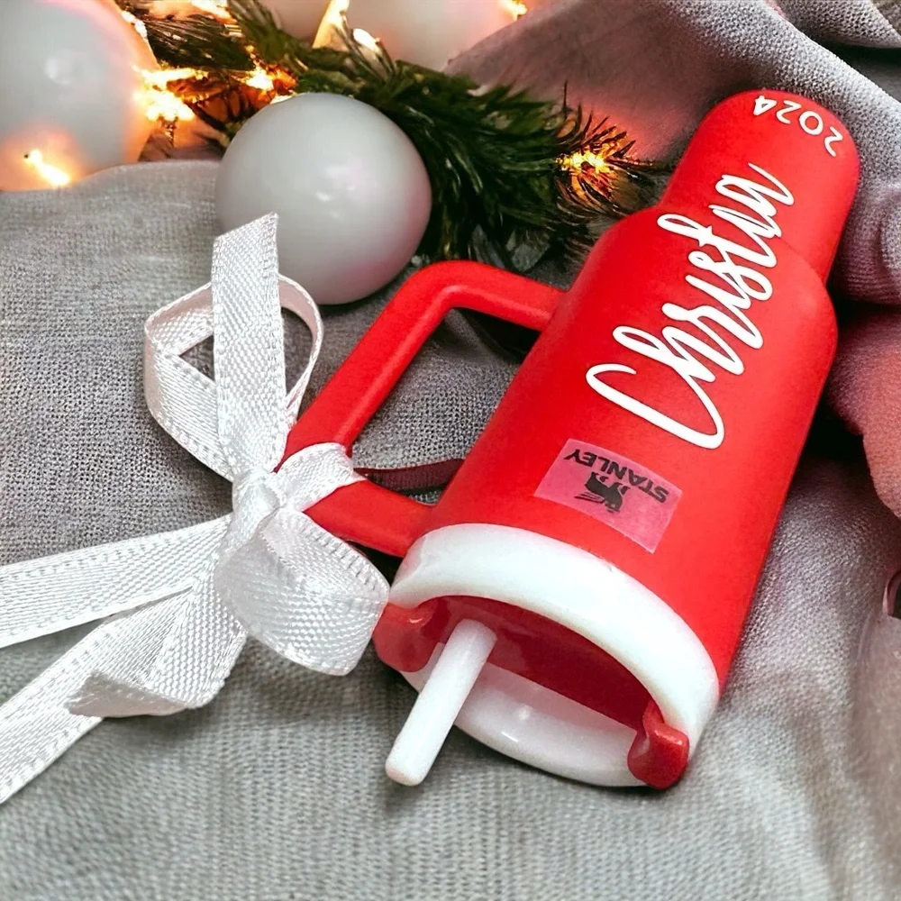 Personalized Christmas Ornaments: Mini Stanley Cup Ornaments. Cash Holder.